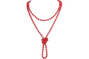 Firstmeet Fashion Beads Rope Knot Long Beaded Necklace Versatile 60" Strand Costume Jewelry for Women
