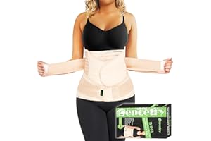 GEPOETRY 3 in 1 Postpartum Belly Band Wrap Support Recovery Girdles Abdominer Binder Post Surgery Belly&Waist&Pelvis Support Belt & Back Brace (Beige, Large)