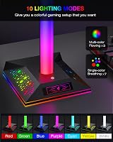 Hcman RGB Headphone Stand 2 USB Type C LED Gaming Headset Holder for PC Desk view 2
