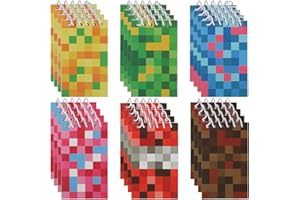24pcs Pixel Notebooks, 6 Styles Mini Pixel Notepads Video Game Theme Stationary Spiral Notebook Cartoon Party Favors for Scho