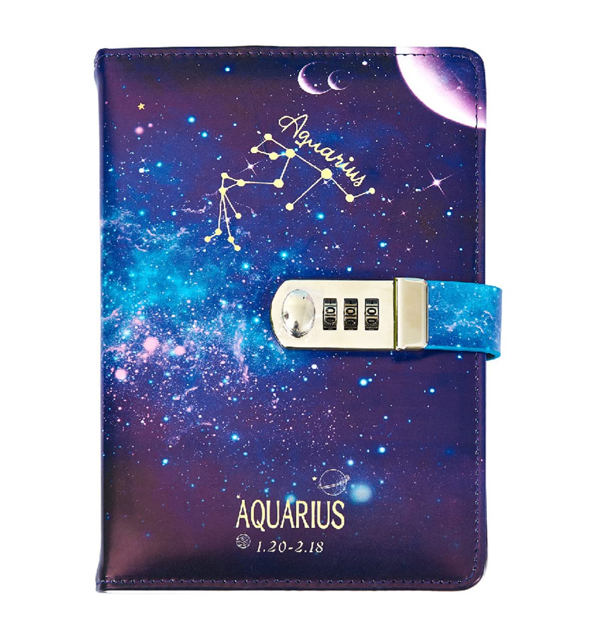 LinYesh Journal with Lock for Women, Lockable Diary for Women Men Girls Boys Teens Kids, Personal Constellations Starry Sky Notebook, A5 21 x 15cm