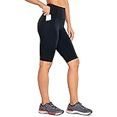CRZ YOGA Women's Naked Feeling Long Biker Shorts - 10'' High Waist Workout Yoga Gym Running Spandex Shorts Side Pockets