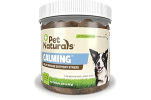 Pet Naturals Dog Calming Chews for Medium and Large Dog Anxiety Relief with Naturally Sourced Ingredients for Thunder, Quiet Moments at Home, Anxiety, Barking Calming Dog Treats, Chicken, 30 Chews