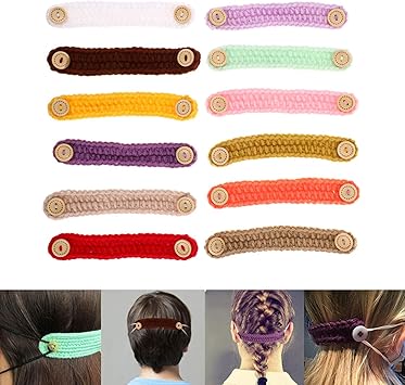 Amazon Co Jp マスクフック 12点セット マスク補助具マスク用ストラップエクステンダー手作りウール編みバンド マスクベルト くびにかけるくん 調整可能 マスクバンドランダムな色の スポーツ アウトドア