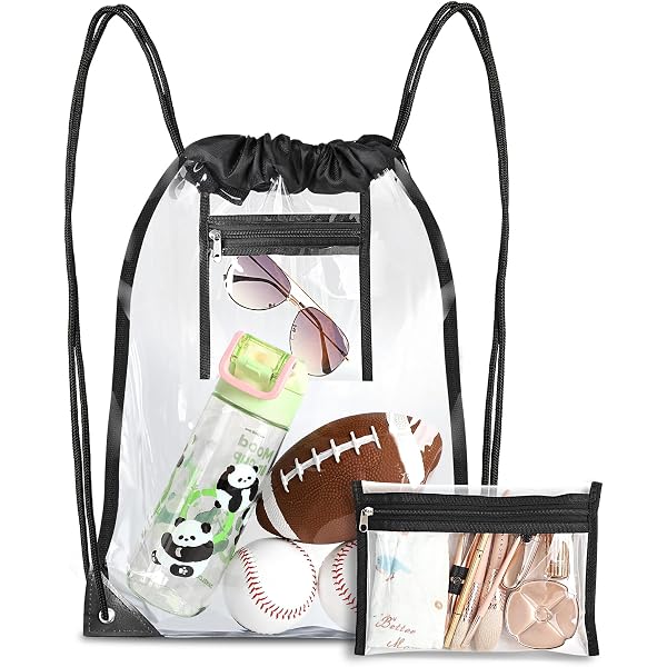 Clear Drawstring Backpack Waterproof Transparent Stadium Bag Gym Travel 15-Pack Amazon.com | Clear Drawstring Bag Waterproof Stadium  main image 4