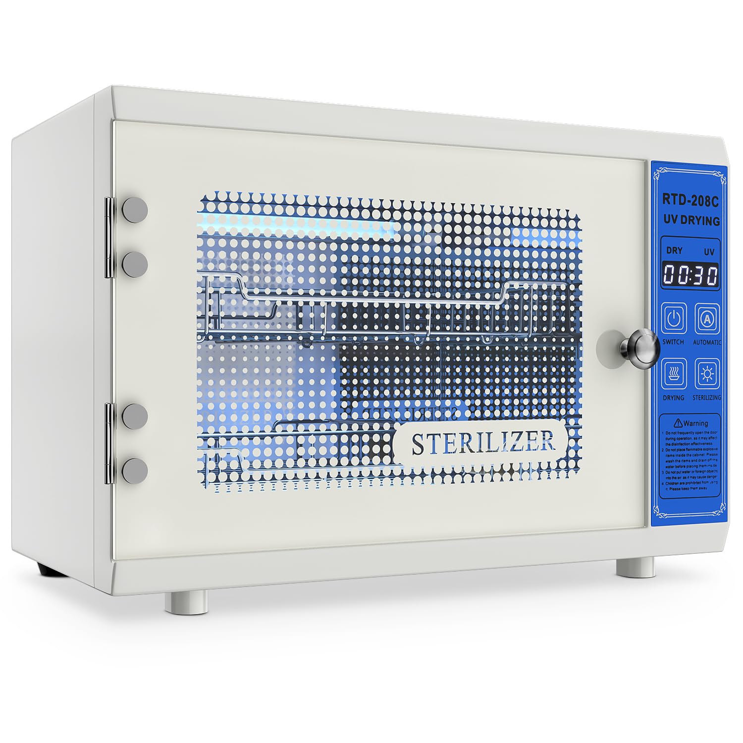 Photo 1 of UV Cleaning Cabinet, 12L UV Light Cleaner Box, Drying & Cleaning 2 in 1 Machine with Timer Setting, Tool Cleaner with 3 Modes, for Various Items, Beauty, Barber, Lab, Dental, Home, Restaurant, Blue