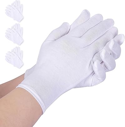 3 Paar Baumwollhandschuhe Weiße Feuchtigkeitsspendende Handschuhe, Dünne Arbeitshandschuhe in vergrößerter Passform, Elastische Stoffhandschuhe (L)