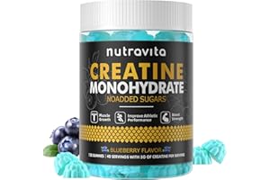 Creatine Monohydrate Gummies for Men & Women-5g of Creatine Monohydrate per Serving - Sugar Free,Vegan, Blueberry Flavor, 120