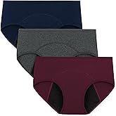 INNERSY Period Underwear for Women Teens Leak-Proof Menstrual Cotton Protective Hipster Panties 3-Pack