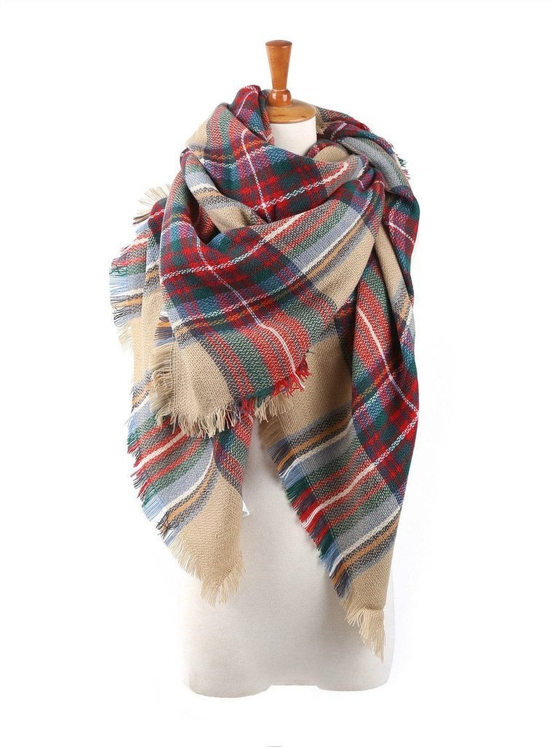 Yanekop Womens Plaid Blanket Scarf Big Square Scarves Warm Tartan Checked Shawl Yanekop Womens Plaid Blanket Scarf Big Square Scarves Warm Tartan Checked Shawl