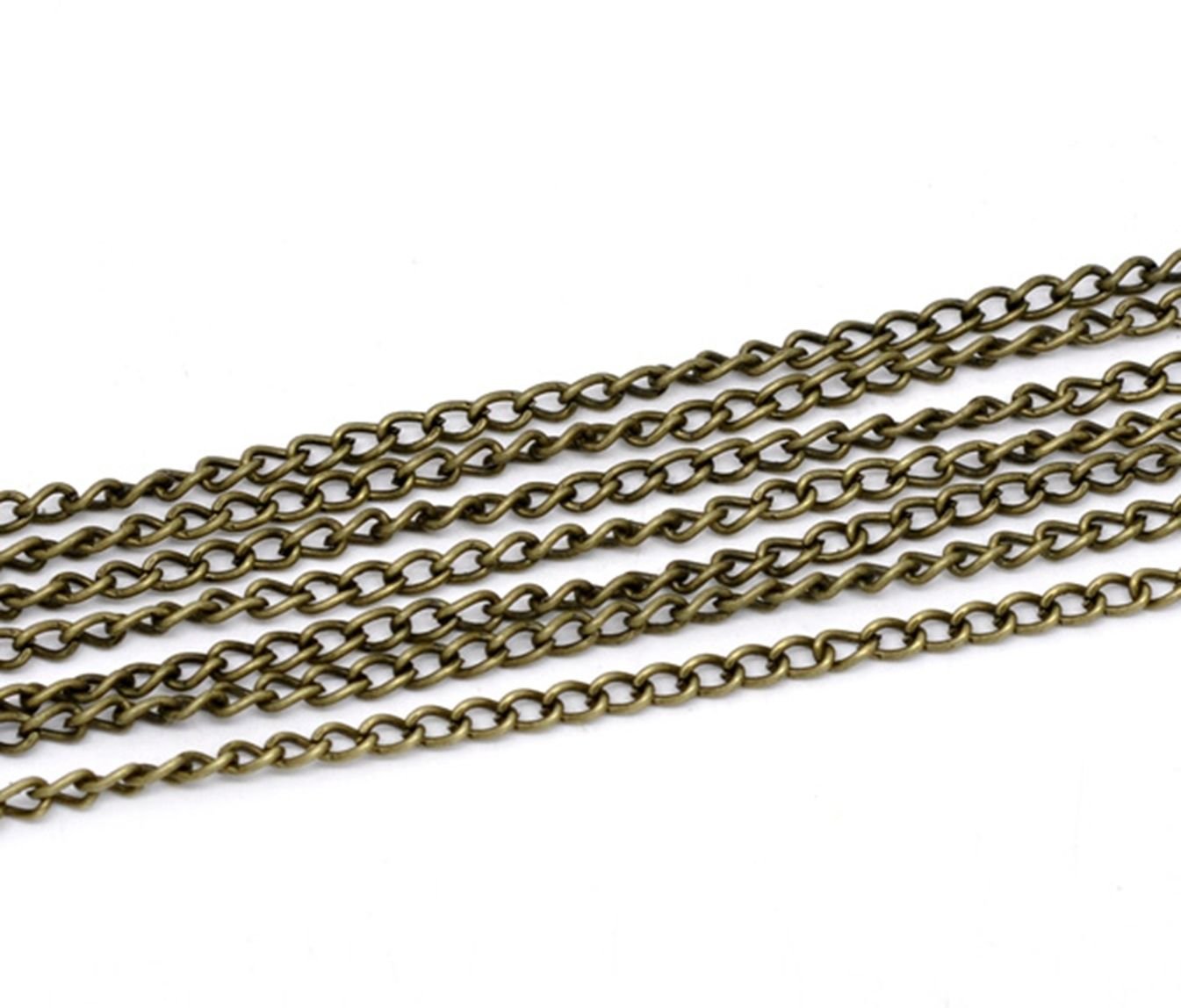 Pack of 5 Metre Antique Bronze 4mm x 3mm Open Curb Link Chain for Jewellery Making Crafts, Scrapbooking or Cardmaking