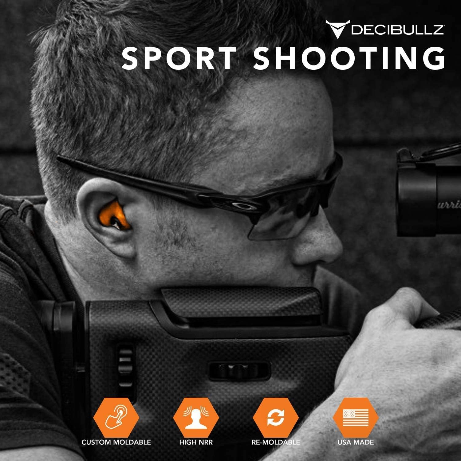 Decibullz - Custom Molded Earplugs, 31dB Highest NRR, Comfortable Hearing Protection for Shooting, Travel, Swimming, Work and Concerts (Orange): Health & Personal Care