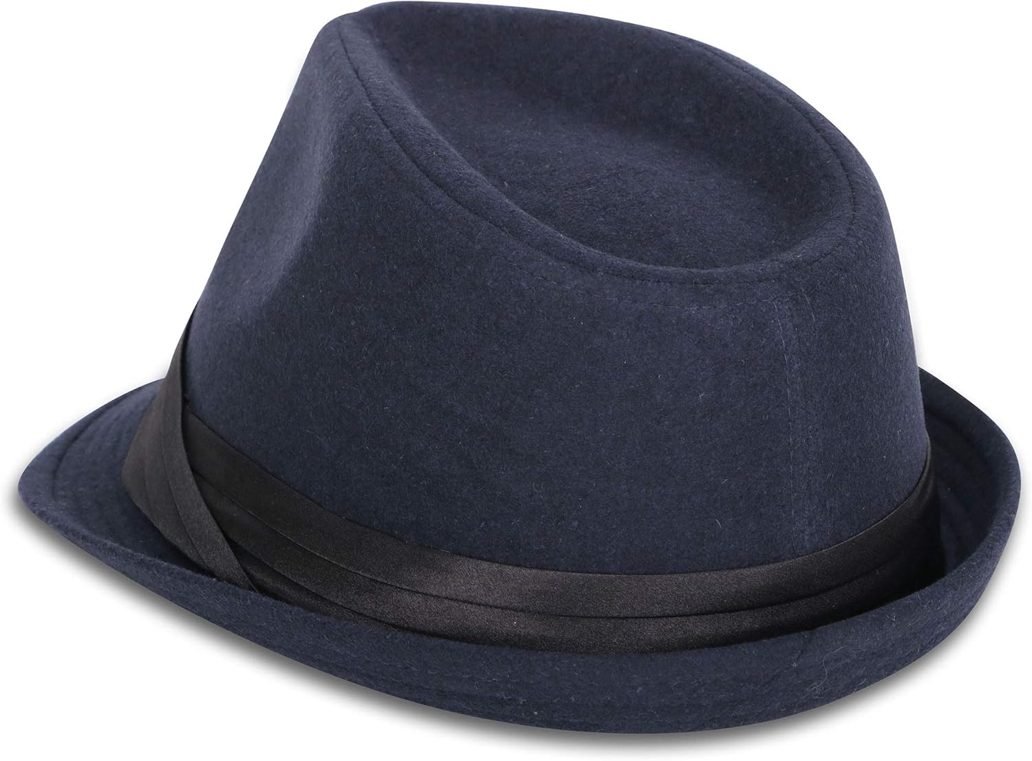 Simplicity Mens Cool Teardrop Crown Fedora Trilby Hat Pinstripe with Black Band at  Men’s Clothing store