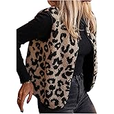 GORGLITTER Women's Sherpa Vest Leopard Cheetah Print Fuzzy Fleece Sleeveless Vests Outerwear Old Money Coat Jacket