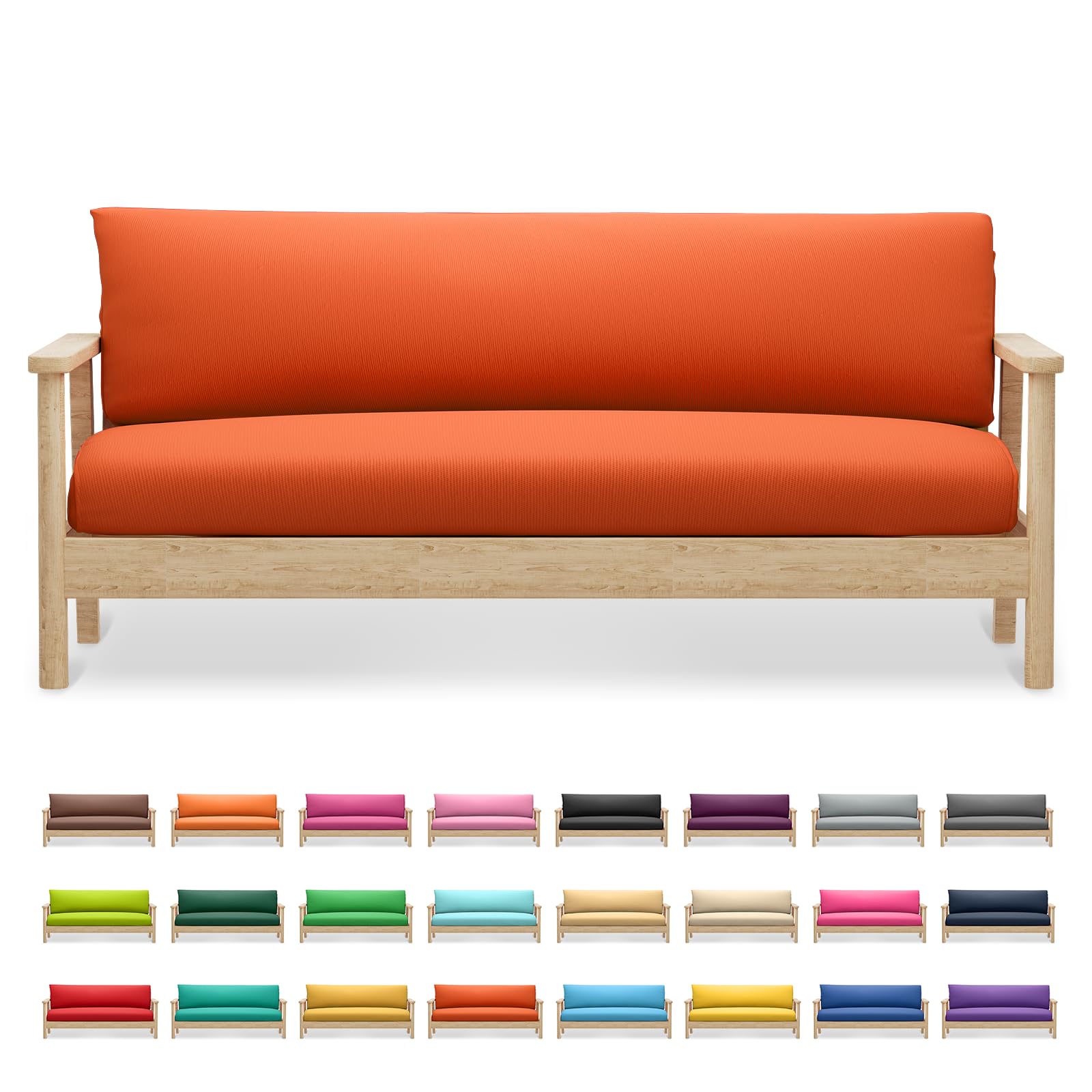 MoNiBloom Full Size Futon Cover, Armless Stretch Futon Slipcover Armless Sofa Cover Furniture Protector, Washable Zippered Rv Cushion Covers Futon Couch Cover for Adults Kids and Pets, Pumpkin