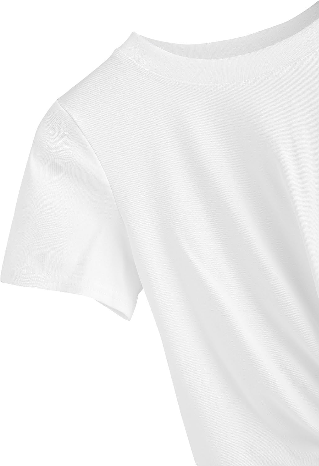 MakeMeChic Women's Summer Crop Top Solid Short Sleeve Twist Front Tee T-Shirt at  Women’s Clothing store