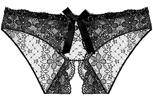 Lmdudan Panties for Womens Sexy Floral Lace Crotch Open G-String Hollow Low Rise Underwear Scallop Trim Cutout Lingeries