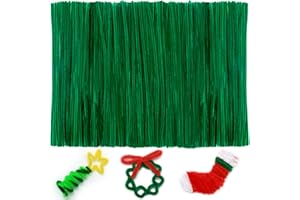Iooleem 200pcs Christmas Green Pipe Cleaners, Chenille Stems, Pipe Cleaners for Crafts, Pipe Cleaner Crafts, Art and Craft Supplies.