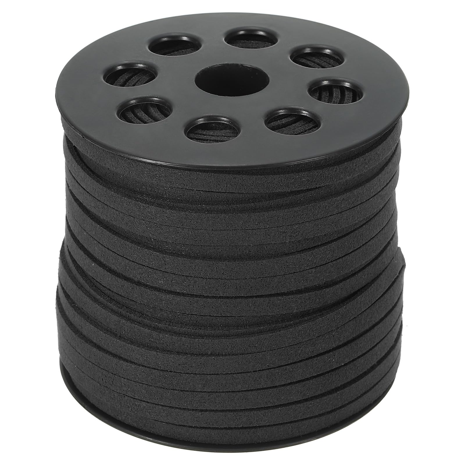 PATIKIL Suede Leather Cord 5 mm 50 Yard, Faux Suede Cord Flat Leather String with Roll Spool for Necklace Bracelet Beading Jewelry Making, Black