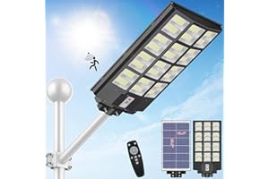 INSDEA 4000W LED Solar Street Light Motion Sensor, 400000LM Dusk to Dawn Solar Lights for Outside, IP65 Waterproof Solar Flood Lights Outdoor, Solar Security Lights for Garden Yard Parking Lot