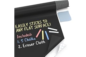 Kassa X-Large Chalkboard Wallpaper - Clear | 1.4ft x 8ft Adhesive Paper Roll | Includes 3 Markers & Eraser Cloth | Peel & Stick on a Wall, Table & Desk | Ideal for Use at Home, School, Office & More