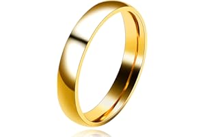 Uloveido 3mm 4mm Gold Stainless Comfort Fit Plain Bands, Matching Wedding Engagement Bands Rings for Women Men Y643