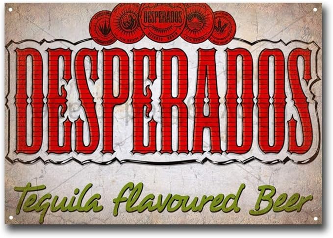 Placa de metal de la cerveza Desperados, estilo vintage, retro, para