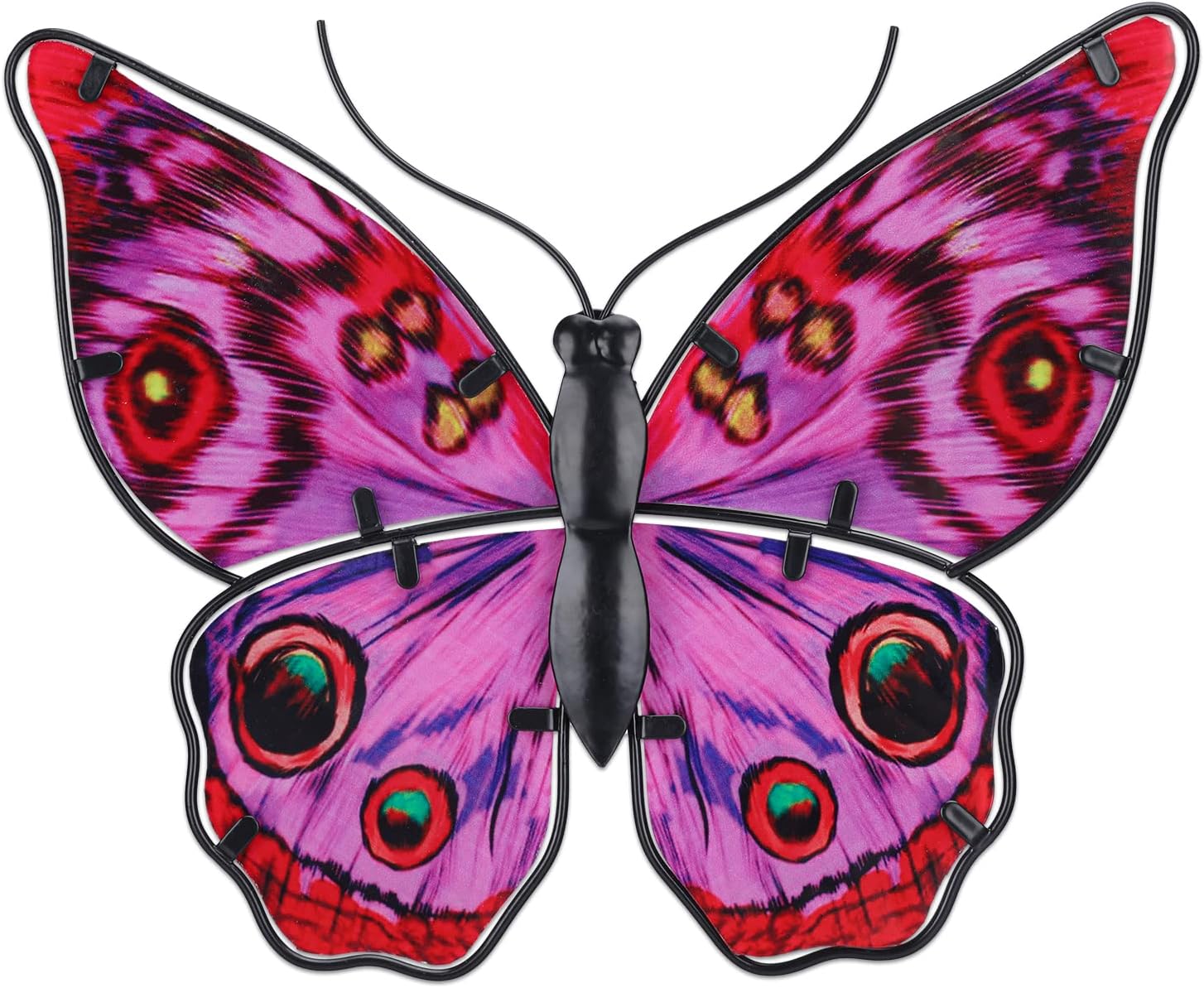 Plaques & Wall Art - VCUTEKA Metal Butterfly Wall Decor Outdoor Garden Art Hanging Glass Decoration for Bedroom Purple