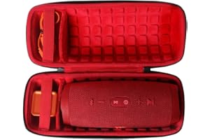 co2CREA Hard Travel Case for Replacement for JBL Charge 4 / Replacement for JBL Charge 5 Waterproof Bluetooth Speaker (Outside Black and Inside Red)