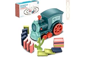 Geohee Dominoes Automatic Domino Train Toy Set - 180 Pcs, Creative Domino Train Blocks Set Building and Stacking Toy, Dominoes Automatically Rally Train Sets, Dominos Train Toys for Kids Age 3-12