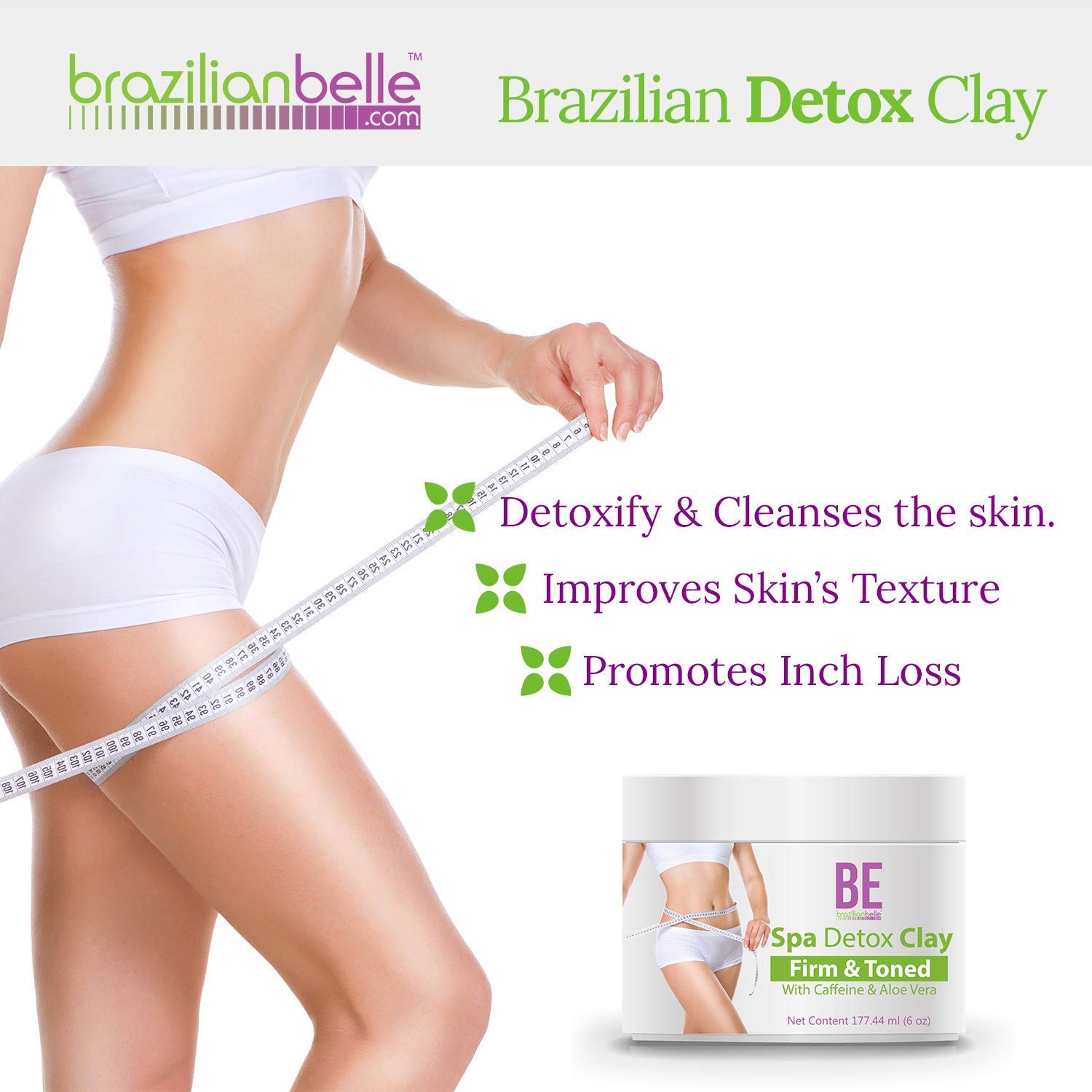 Brazilian Spa Detox Body Clay for Inch Loss Body Wraps, Detox and Cleanse -Rejuvenate and Improves Skin Texture- All Natural Ingredients - 6 oz : Beauty