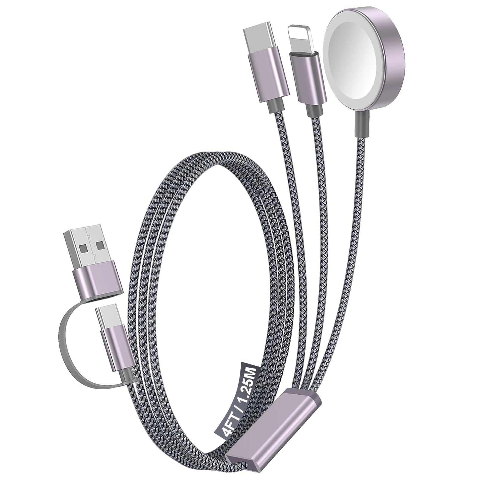 Photo 1 of 1Pack Multi Fast Charging Cable for Travel Vacation Essentials,Apple Watch Charger,iPhone Charger[3-in-2] USB A/Type C/Lightning Cable for iWatch,iPhone 16-11,Nintendo Switch,Airpods,Car,Camping-Gary