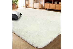 LOCHAS Ultra Soft Indoor Modern Area Rugs Fluffy Living Room Carpets for Children Bedroom Home Decor Nursery Rug 3x5 Feet, Cream