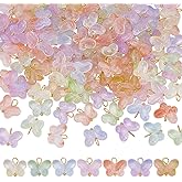 HOBBIESAY Glass Butterfly Charms Butterfly Pendants Mixed Color Dangle Charms with Golden Loop for Bracelet Necklace Earrings Making