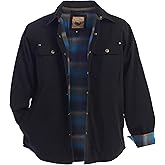 Gioberti Men's 100% Cotton Brushed and Soft Twill Shirt Jacket with Flannel Lining