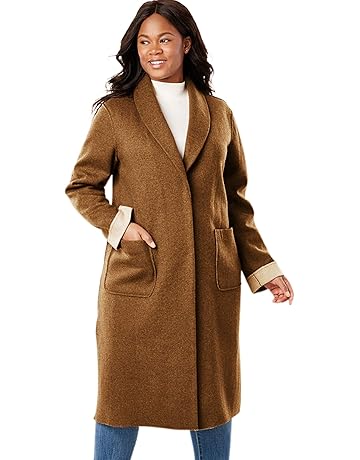 Coats Jackets Vests Ladies Women S Winter Plus Size Duffle Trench Coat Jacket With Hood Sizes 16 28 Clothing