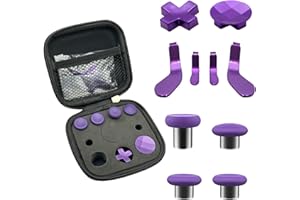 EASEGMER Replacement Thumbsticks for Xbox Elite Controller Series 2, 10 in 1 Plating Accessories Kits Parts Including 4 Swap Joysticks,4 Paddles,1 Standard D-Pads (Purple - Purple Joysticks)