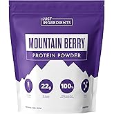 JUST INGREDIENTS Mountain Berry Protein Powder – 30-Serving Blend with 100% Grass-Fed Whey & Organic Plant Proteins – Mixed Berry Flavor with Real Fruit – Supports Muscle Recovery, Energy*