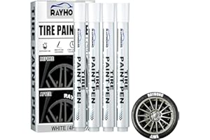 BAVOKON 4 pcs Paint Pen for Car Tires,Tire Paint Pen for Car Letters,White Paint Pen Marker Waterproof Car Tire Lettering Rubber Letter,Marker White Pens Lettering Letter Tire,Pen,Waterproof & Motorcycle