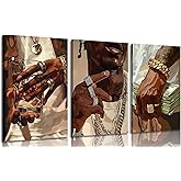 3Pcs Fashion African American Black Man Canvas Wall Art Modern Money Poster Print Pictures Hip-hop Aesthetics Luxury Street Wall Decor Artwork for Teen Boy Room DJ Studio Home Decoration 12x16in