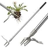 IVVIC One-Piece Stand Up Weed Puller Tool with Long Handle | 47" Assembleless, Stainless Steel, Garden Weeder, Dandelion Root Removal, Without Kneeling