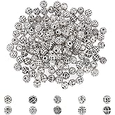 DICOSMETIC 150Pcs Tibetan Metal Loose Beads Round Spacers Ball Beads 5mm Antique Silver Hollow Filigree Beads Alloy Loose Beads Tiny Metal Spacer Beads for Jewelry Making, Hole: 1.6mm