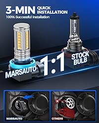 Marsauto H8 H11 Yellow Fog Light Bulb, 10000LM H9