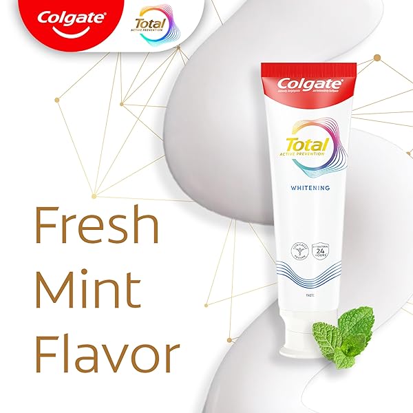 COLGATE TOTAL WHITENING TOOTHPASTE, MINT TOOTHPASTE, 5.1 OZ TUBE, 2 PACK
