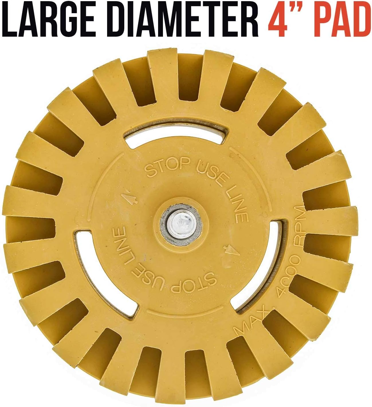 TCP Global Heavy Duty Rubber Eraser Wheel 4” Inch Pad & Adapter - Pinstripe, Adhesive Remover, Vinyl Decal, Graphics Removal Tool - - 