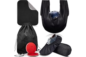 Charniol 8 Pcs Bowling Shoe Protector Covers Seesaw Microfiber Ball Polisher Towel Sanding Pads with Storage Bag Bowling Accessory Kit for Sport Equipment