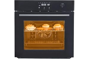 BOUPOWER 24 Inch Single Wall Oven, Built-in Electric Oven with Convection System & 8 Functions, 2.5 Cu.Ft Capacity, 3000w 240v, Mechanical Knobs Control with Timer