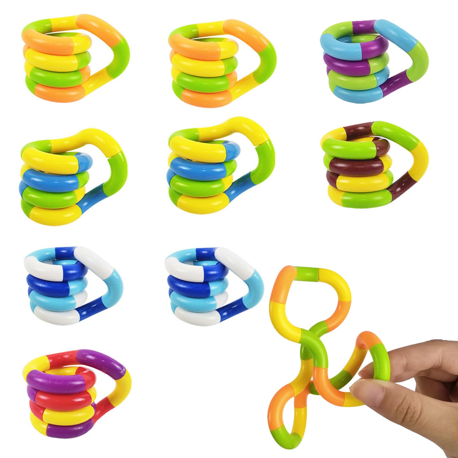 Tangle Fidget Toy, 9 Pcs Fidget Toys Adults Tangle Fidget Toy Stress Relief Toys Kids, Silent Fidget Toys For Home Office Sensory Play Fine Motor Skills Development Calming Tool Focus Concentration