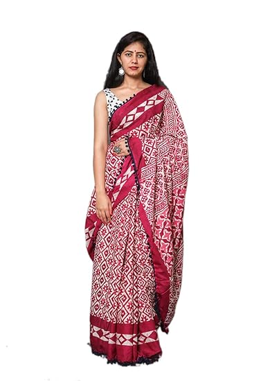 Cotton Mulmul Hand Block Jaipuri Printed Saree with Blouse