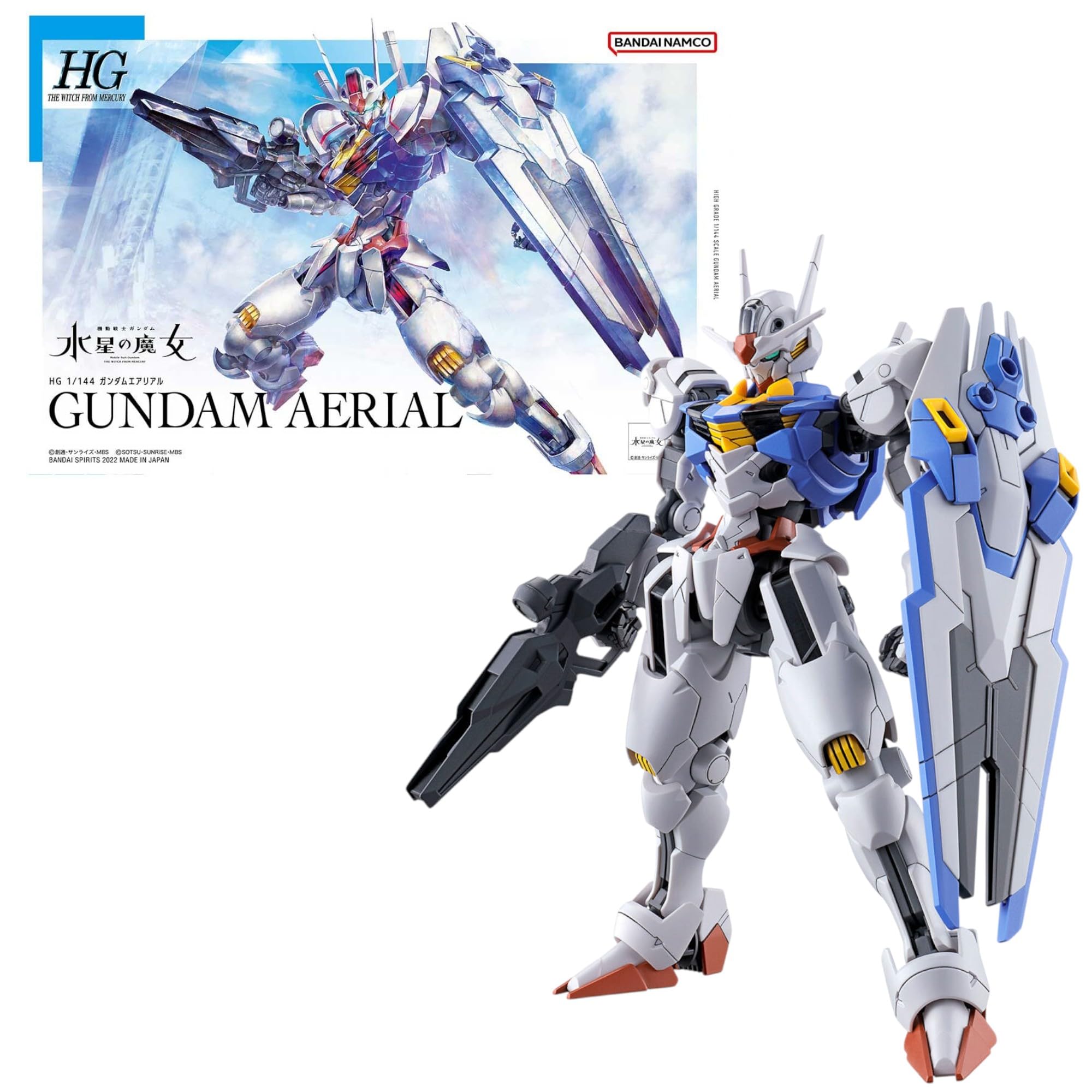 Bandai Hobby | High Grade 1/144 Gundam Aerial Model Kit | HG The Witch from Mercury Series | Easy Snap‑Fit Assembly, No Glue or Paint Required | Official Bandai Spirits Gunpla